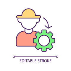 Obraz premium Agriculture adjusting RGB color icon. Farming optimization. Provide innovations. Upgrade technologies. Isolated vector illustration. Simple filled line drawing. Editable stroke. Arial font used