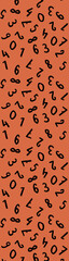 template with the image of keyboard symbols. a set of numbers. Surface template. red orange background. Vertical banner for insertion into site.