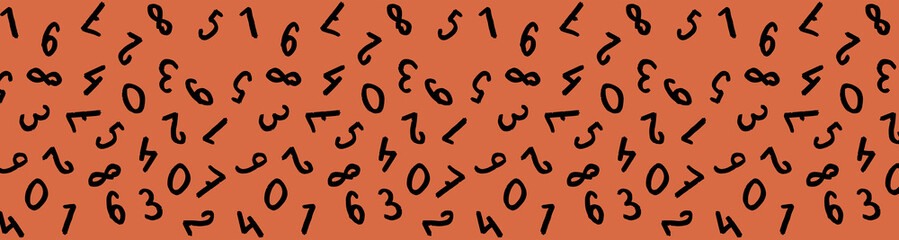 template with the image of keyboard symbols. a set of numbers. Surface template. red orange background. Horizontal image. Banner for insertion into site.