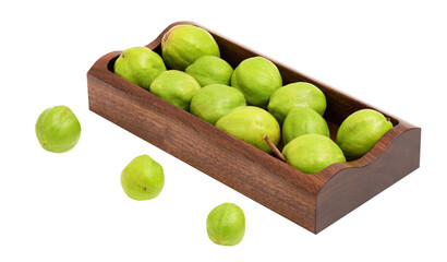 Terminalia chebula or chebulic myrobalans fruits on tranparent background.