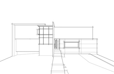 house building sketch architecture 3d illustration