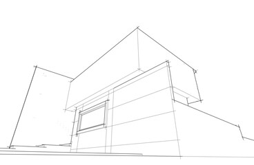 house building sketch architecture 3d illustration