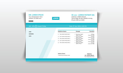 Modern Medical, clinic, Doctor pad prescription design template. Easy to use for any size print