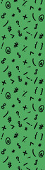 pattern with the image of keyboard symbols. Punctuation marks. Template for applying to the surface. green background. Vertical banner for insertion into site.
