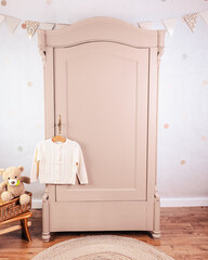 Wardrobe after renovation painted in beige color