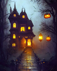 Mystical gothic Halloween house