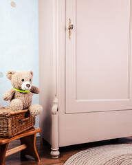 Wardrobe after renovation painted in beige color