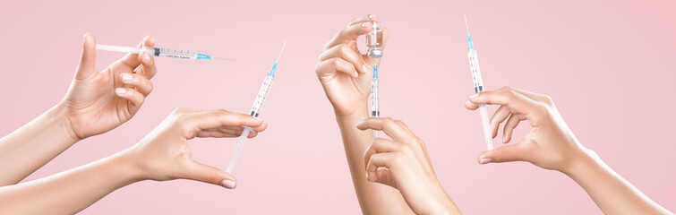 Hand holding syringe with vaccine against corona virus. - 540965537