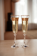 Wedding glasses with champagne