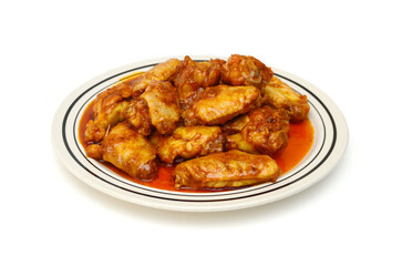 Chicken wings with sauce on white background 