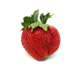 Fresh red ripe strawberry isolated on white, macro image