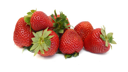 Fresh red ripe strawberry isolated on white, macro image