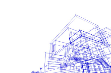 Architectural sketch of a house 3d illustration