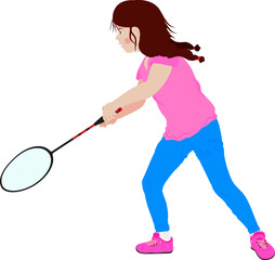 Girl is playing tennis