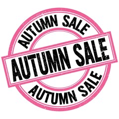 AUTUMN SALE text on pink-black round stamp sign