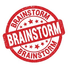 BRAINSTORM text written on red round stamp sign.