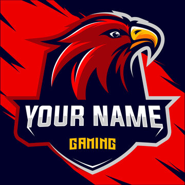 A Fiery Red Esports Gaming Eagle Head With A Sharp Yellow Mouth