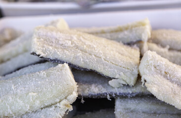 Dried cod in a market