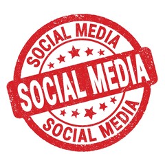 SOCIAL MEDIA text written on red round stamp sign.