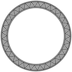 Abstract Aztec frame. Circle tribal ethnic pattern in black and white color background. Tattoo concept.