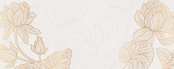 Lotus flower outline hnd drawn style. Asian national symbol plant. Vintage sketch design.