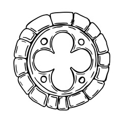 Medieval rounded window vector illustration isolated on white background