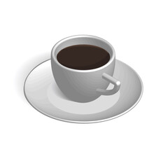Cup with coffee on a saucer, vector illustration.