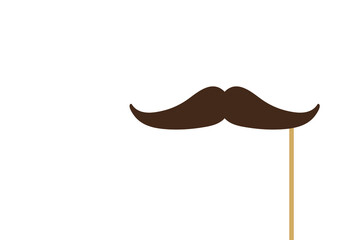 Mustach on stick icon. Paper moustache for carnival illustration symbol. Sign fake mustach vector - obrazy, fototapety, plakaty