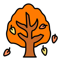 Autumn Tree Filled Line Icon