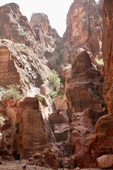 Petra, Jordan, November 2019 - A canyon with a mountain in the background