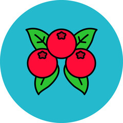 Berries Multicolor Circle Filled Line Icon