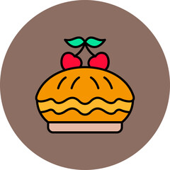 Cherry Pie Multicolor Circle Filled Line Icon