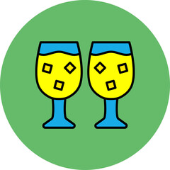 Drink Glass Multicolor Circle Filled Line Icon