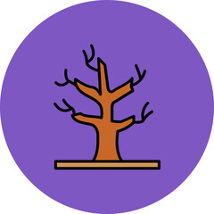 Dry Tree Multicolor Circle Filled Line Icon