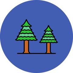 Pine Tree Multicolor Circle Filled Line Icon