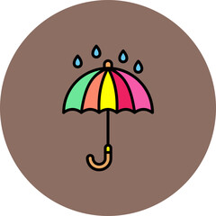 Umbrella Multicolor Circle Filled Line Icon