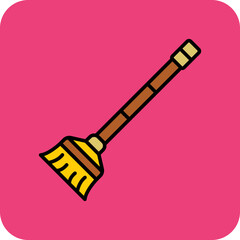 Broom Multicolor Round Corner Filled Line Icon