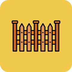 Fence Multicolor Round Corner Filled Line Icon