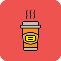 Hot Drink Multicolor Round Corner Filled Line Icon