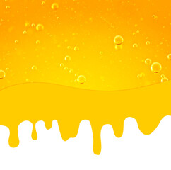 Liquid flows orange wave, for the project, oil, honey, beer, juice or other variants, isolated