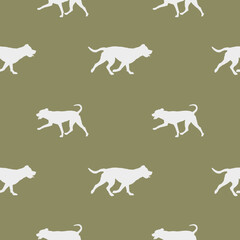 Seamless pattern. Silhouette of dogs different breeds. Endless texture. Design for fabric, decor, wallpaper, wrapping paper, surface design.