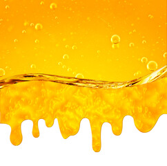 Liquid flows orange wave, for the project, oil, honey, beer, juice or other variants, isolated