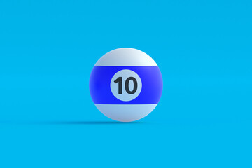 Billiard ball with number 10. Game for leisure. Sports equipment. 3d render