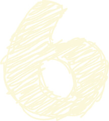 Hand drawn yellow chalk letter number six