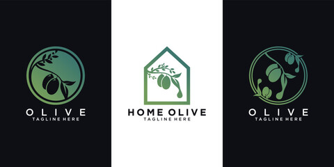 Olive logo design simple concept Premium Vector