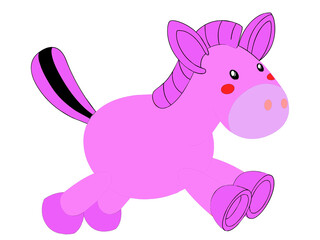 Fototapeta na wymiar Simple cartoon character of cute pink unicorn isolated