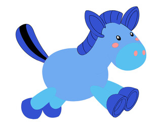 Simple cartoon character of cute blue  unicorn isolated