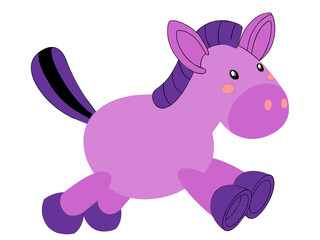 Simple cartoon character of cute purple unicorn isolated