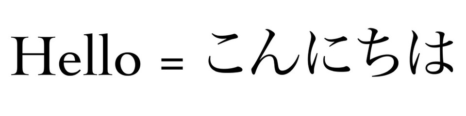 Hello written both in English and Japanese characters, languages learning concept background