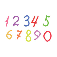 Numbers written with a brush. Hand drawn .